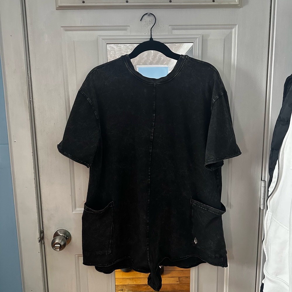 FP Movement by Free People Hot Shot Tee Romper - Size S (Small) - Black